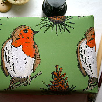 Woodland Robin Christmas Wrapping Paper, 5 of 6