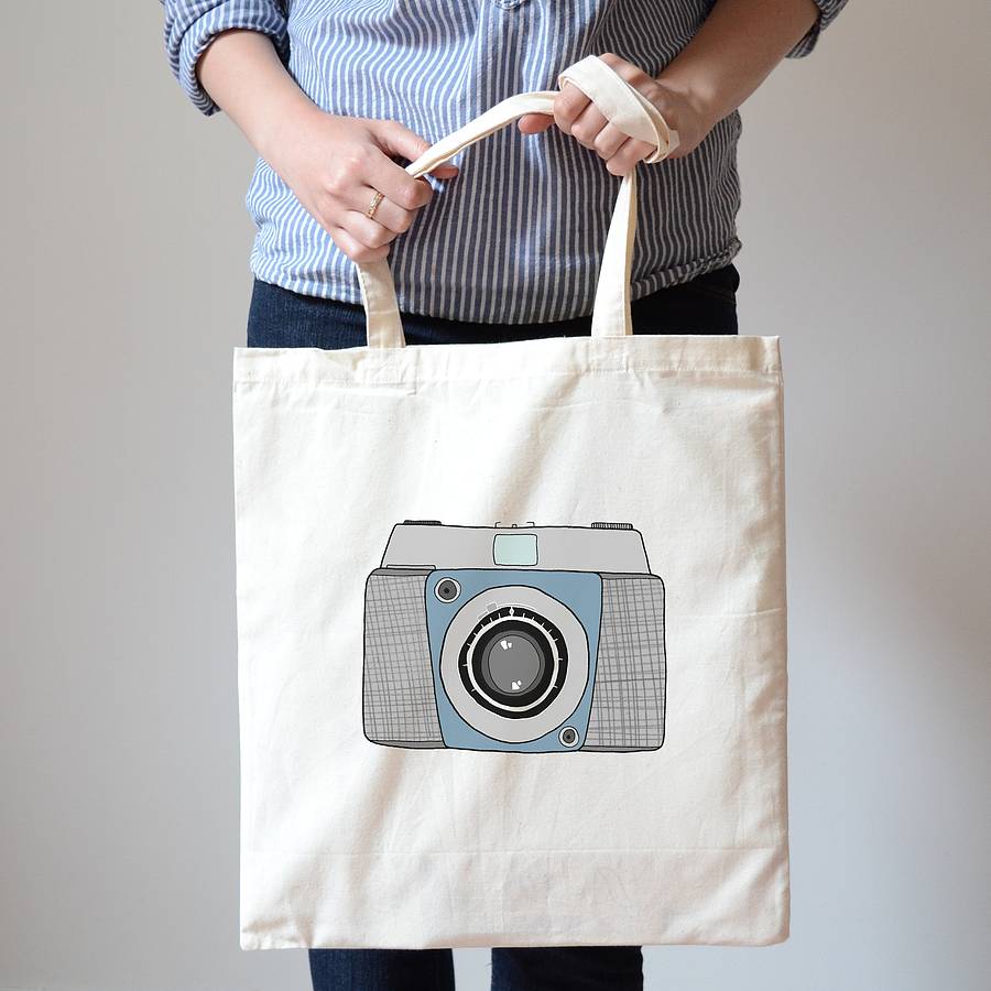 Personalised Vintage Camera Canvas Bag By Hannah Stevens