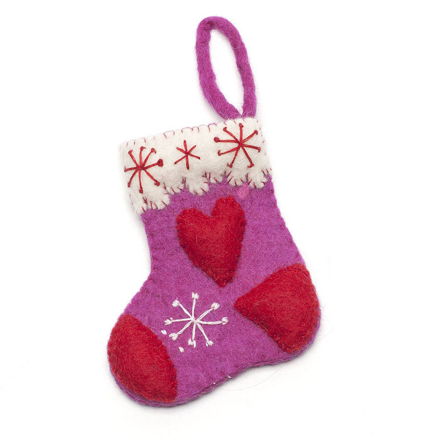 handmade felt stocking christmas decoration by felt so good