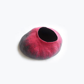 Two Tone Felt Cat Cave Bed And Ball, 6 of 7
