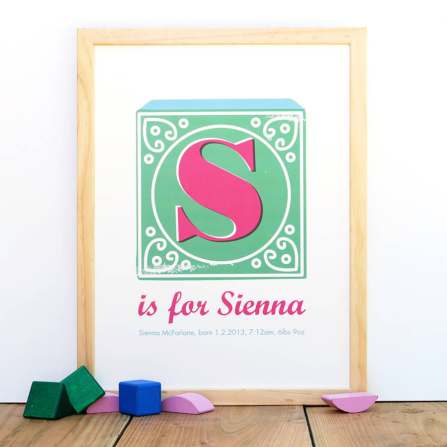 Personalised Alphabet Block Letter Name Print By Ruka Ruka 