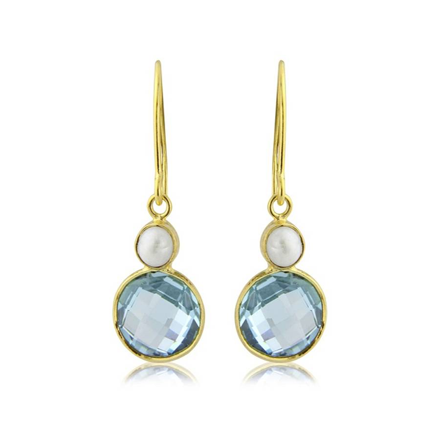 Fiesta Blue Topaz And Pearl Earrings By Argent of London ...