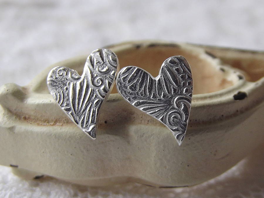 Ziya Textured Heart Studs