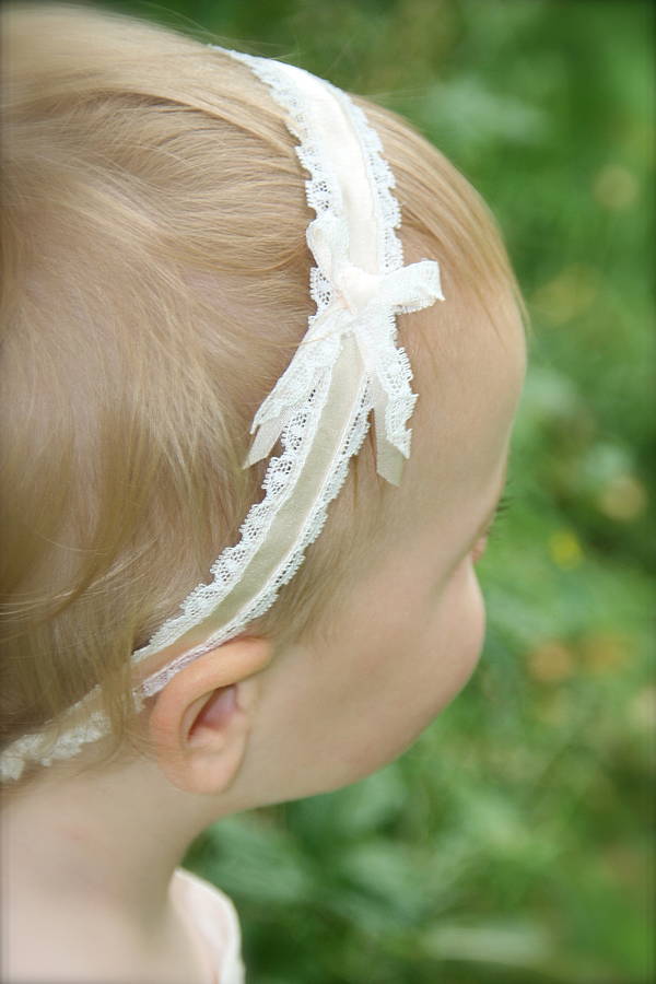 Darcy Silk And Lace Flower Girl Baby Headband By Little Love