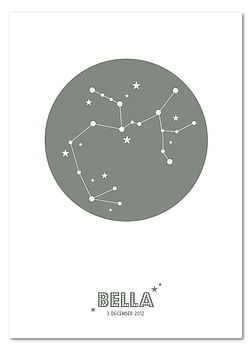 Personalised Star Sign Zodiac Constellation Print, 10 of 12