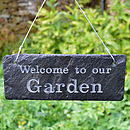 'welcome to my garden' engraved slate sign by winning works ...