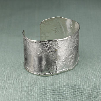 Handmade Silver Cuff Textured Bracelet, 5 of 6