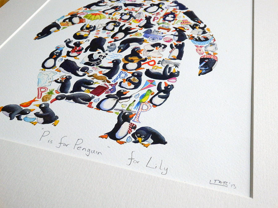 p is for penguin print by louise tate illustration | notonthehighstreet.com
