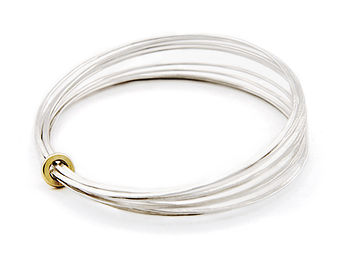 Ripple Multi Silver Bangle With 18ct Gold, 11 of 11