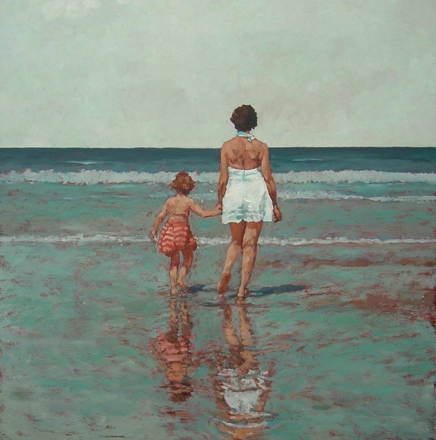 Mother And Daughter Beach Print By Studio 7 Art notonthehighstreet image