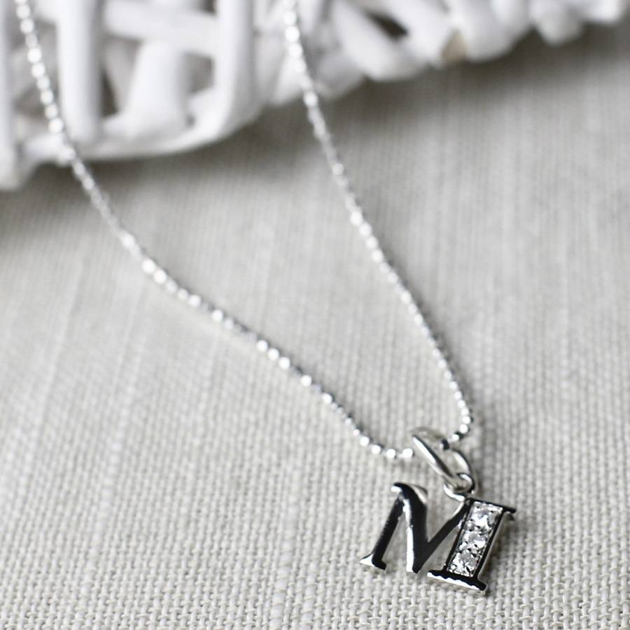 Sterling Silver Initial Necklace H J K N P Q S X, 1 of 5