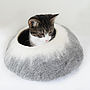 Two Tone Felt Cat Cave Bed And Ball, thumbnail 3 of 7