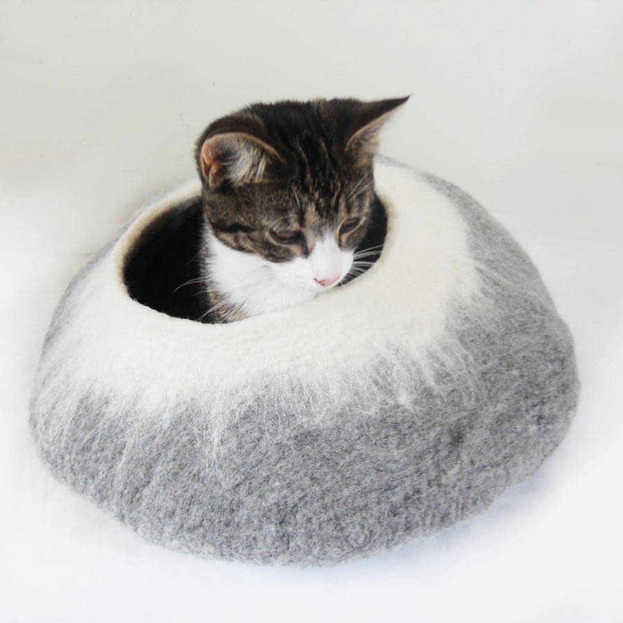 Two Tone Felt Cat Cave  Bed And Ball By Love Cat  Caves  