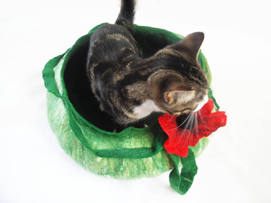 Cat Bed Basket With Poppy Flower, 1 of 5