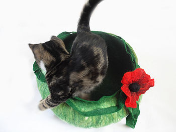 Cat Bed Basket With Poppy Flower, 3 of 5