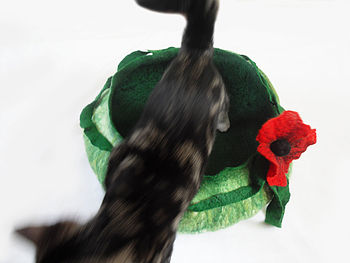 Cat Bed Basket With Poppy Flower, 4 of 5