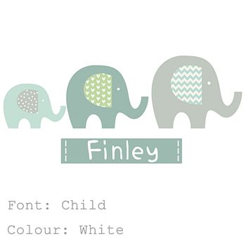 Elephant Name Fabric Wall Stickers, 2 of 7