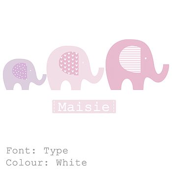 Elephant Name Fabric Wall Stickers, 3 of 7