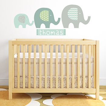 Elephant Name Fabric Wall Stickers, 4 of 7