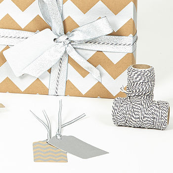 Silver Chevron Brown Christmas Wrapping Paper, 4 of 11