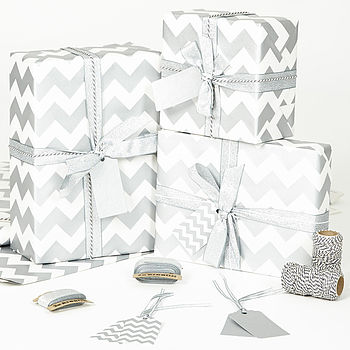Silver Chevron White Wrapping Paper, 2 of 7
