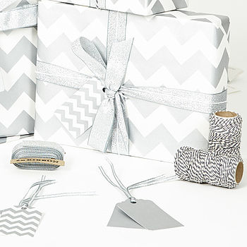 Silver Chevron White Wrapping Paper, 3 of 7