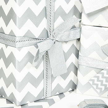 Silver Chevron White Wrapping Paper, 6 of 7