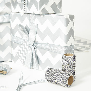 Silver Chevron White Wrapping Paper, 7 of 7