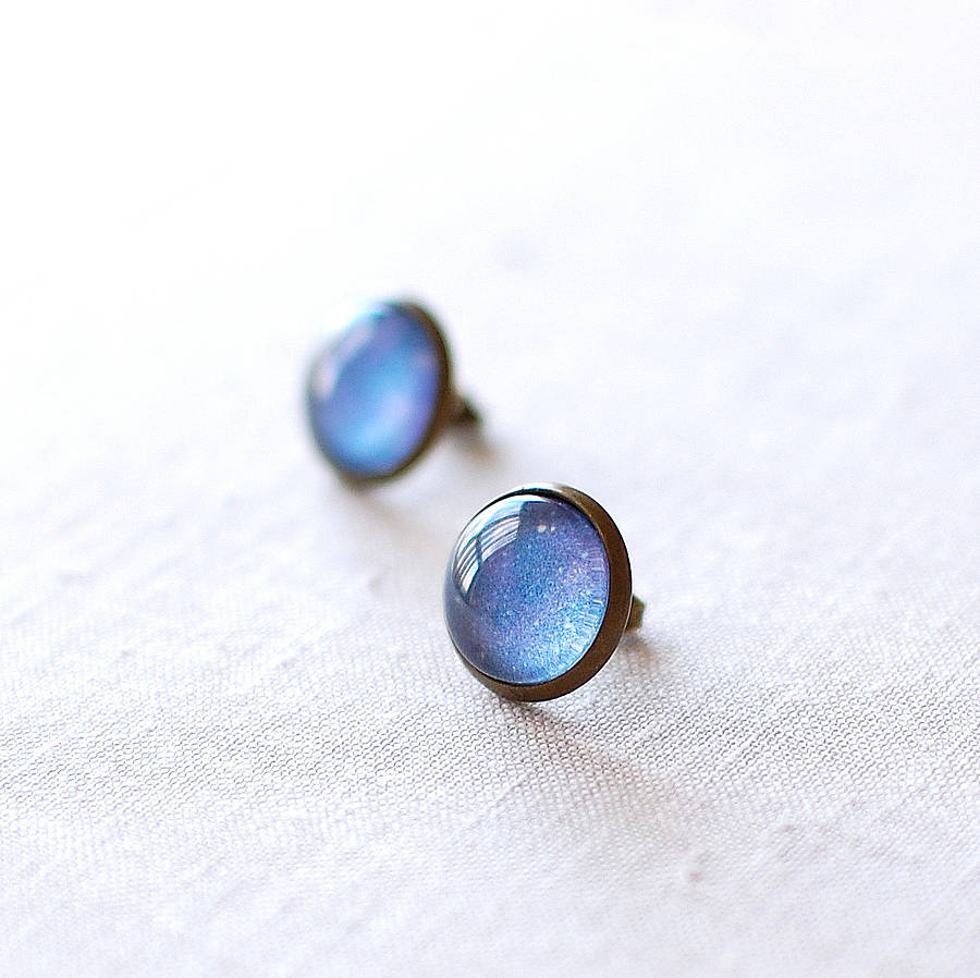 speckled blue galaxy earrings by juju treasures | notonthehighstreet.com