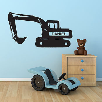 Personalised Digger Vinyl Wall Sticker, 3 of 5