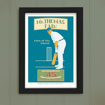 Vintage Style Cricket, Personalised Sports Print, 3 of 5