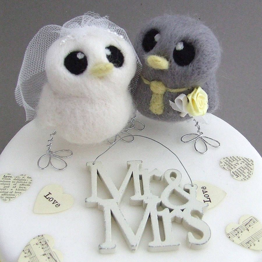bride and groom bird  wedding  cake  topper  by 