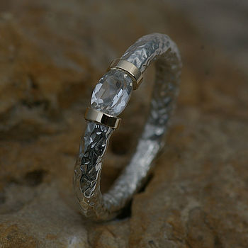 Tension Ring With White Sapphire In Silver, 2 of 3