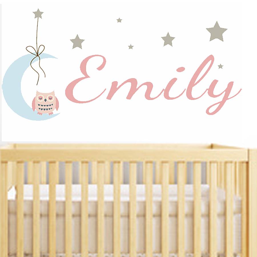 Owl Name Fabric Wall Stickers By Littleprints