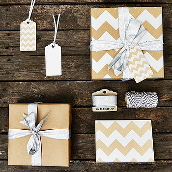 Silver Chevron Brown Christmas Wrapping Paper, 2 of 11