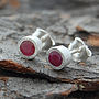 Pink Ruby July Birthstone Silver Stud Earrings, thumbnail 4 of 6