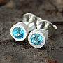 Blue Topaz November Birthstone Silver Stud Earrings, thumbnail 1 of 5