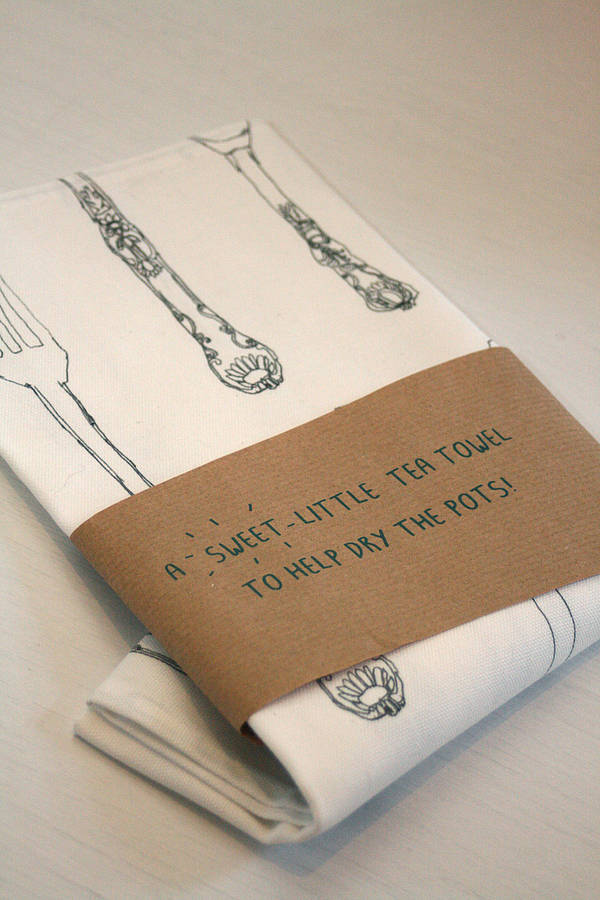 decorative cutlery tea towel by death by tea