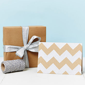 Silver Chevron Brown Christmas Wrapping Paper, 7 of 11