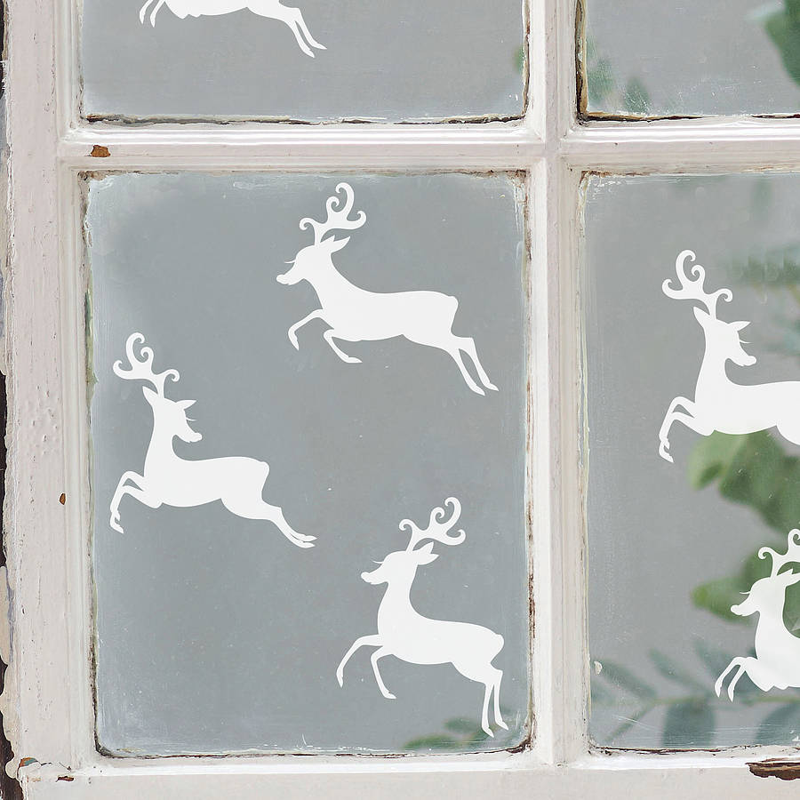 Set Of Six Reindeer Vinyl Wall Or Window Stickers, 1 of 2