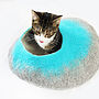 Two Tone Felt Cat Cave Bed And Ball, thumbnail 4 of 7