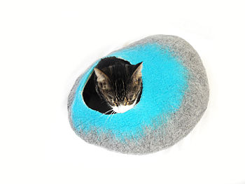 Two Tone Felt Cat Cave Bed And Ball, 5 of 7
