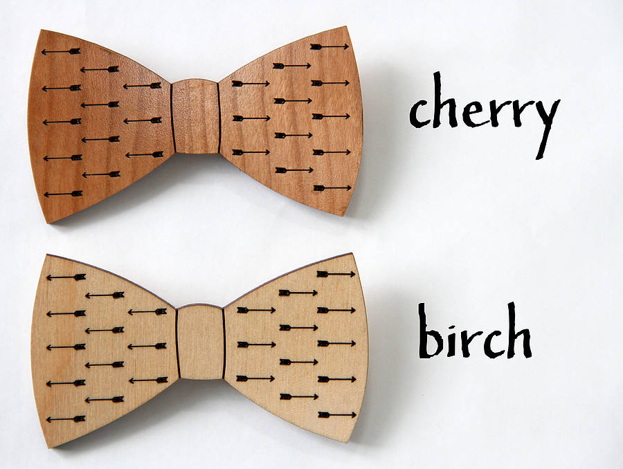 wooden bow tie with arrow print by ladybird likes notonthehighstreetcom
