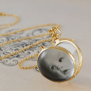 Round Double Sided Gold Plated Silver Locket Necklace, 2 of 4