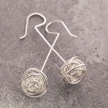 Gold And Silver Nest Wire Wrap Drop Earrings, 4 of 5