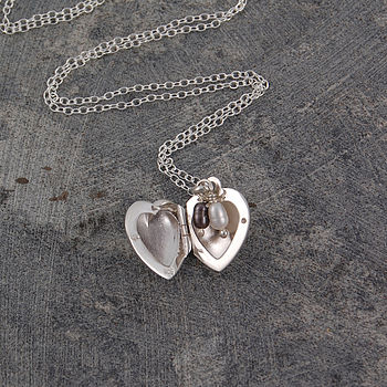 Heart Locket Sterling Silver Necklace With Pearl, 8 of 11