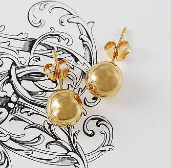 Ball Rose Gold Plated Silver Stud Earrings, 2 of 6