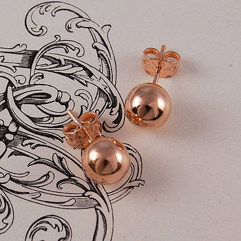 Ball Gold Plated Silver Stud Earrings, 2 of 7
