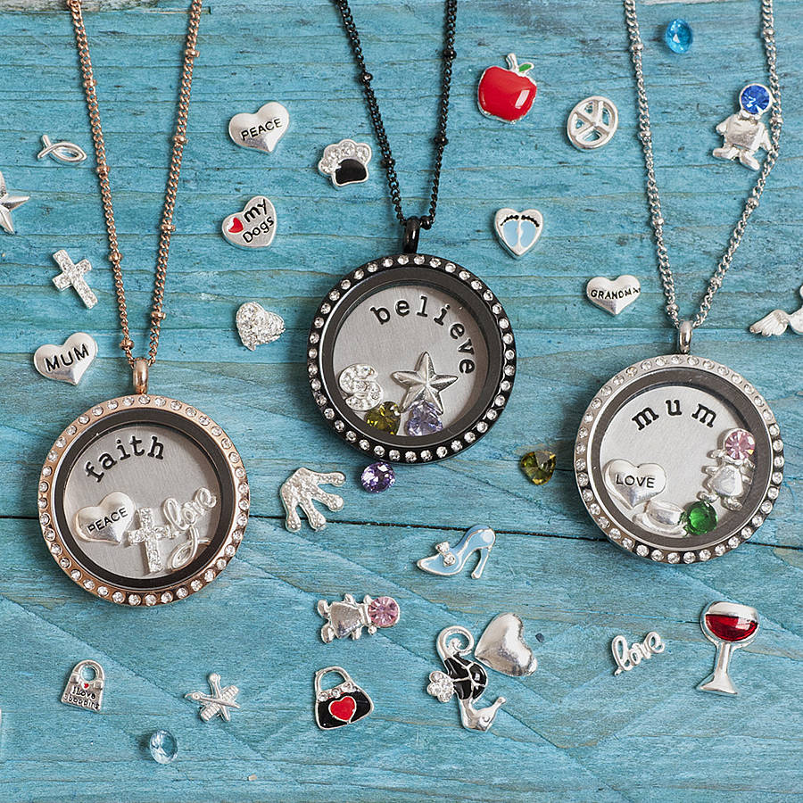 Round necklace with sales charms inside