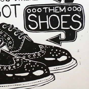 Shoe Hustle Linocut Print, 3 of 3